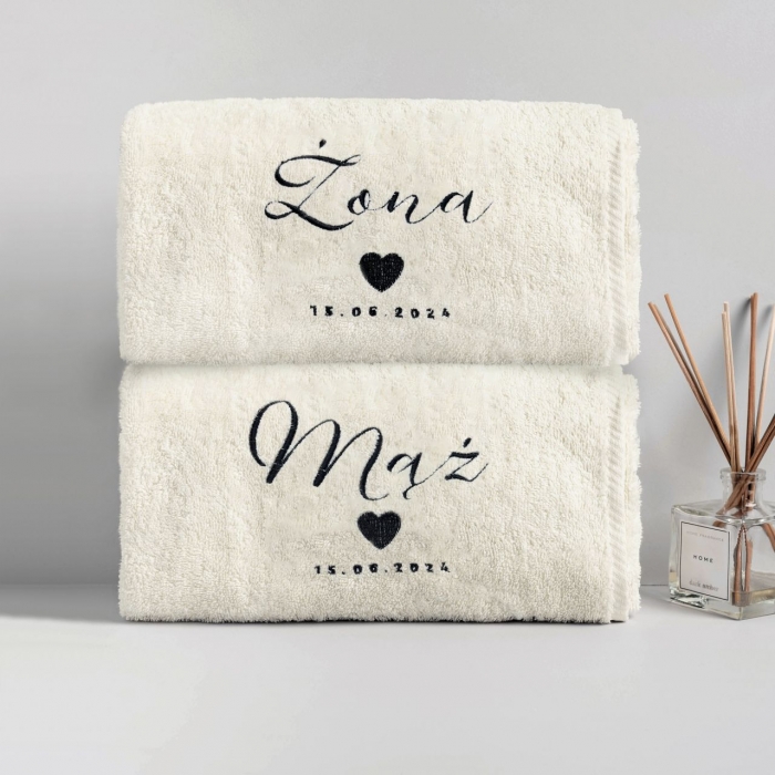 Ręczniki dla młodej pary PRAKTYCZNY PREZENT NA ŚLUB